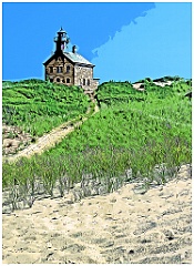Block Island North Light LH2802 - Digital Painting